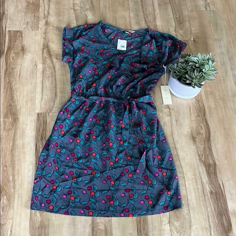 NWT Presley Skye Gray Dress with Pink and Teal 🍒 Design